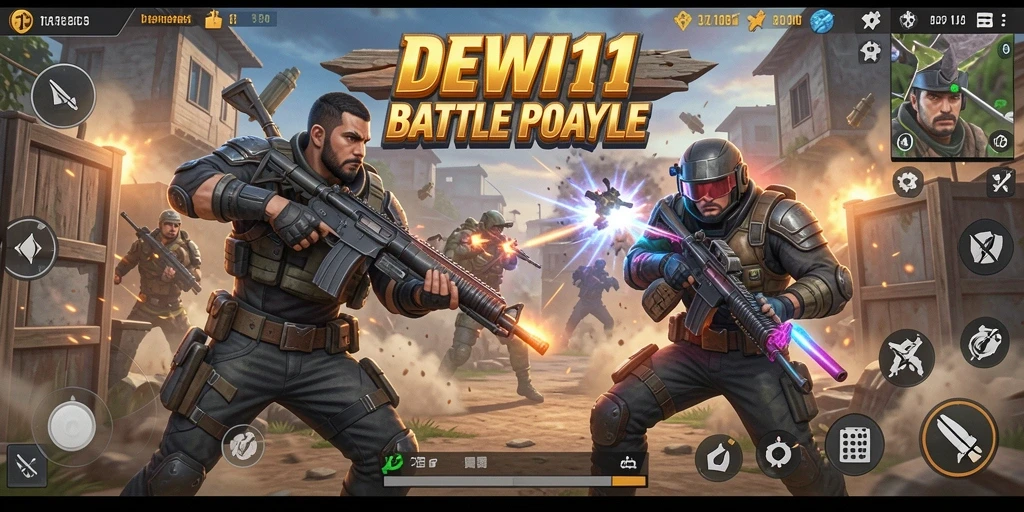 Screenshot menampilkan pertempuran intens di arena DEWI11.
