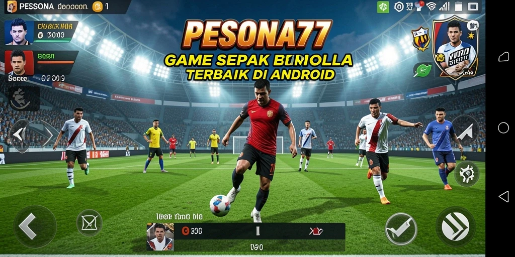 Tampilan gameplay PESONA77 dengan aksi seru pertandingan sepak bola.