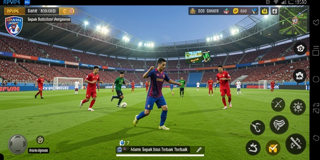 Tampilan gameplay menarik dari RPVIP6 dengan aksi sepak bola seru.