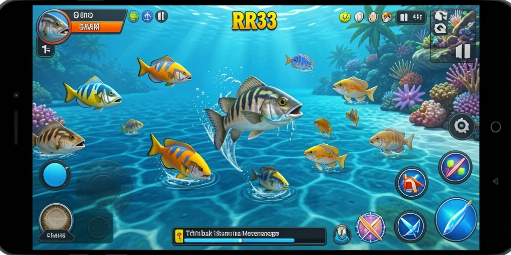 Tampilan gameplay yang seru dalam Tembak Ikan RR33.