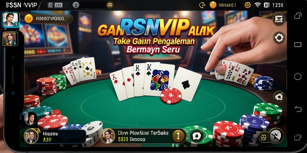Screenshot gameplay RSNVIP menampilkan suasana meja poker yang mendebarkan.