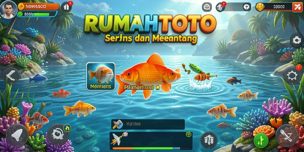 Screenshot gameplay RUMAHTOTO menampilkan aksi memancing yang mengasyikkan.