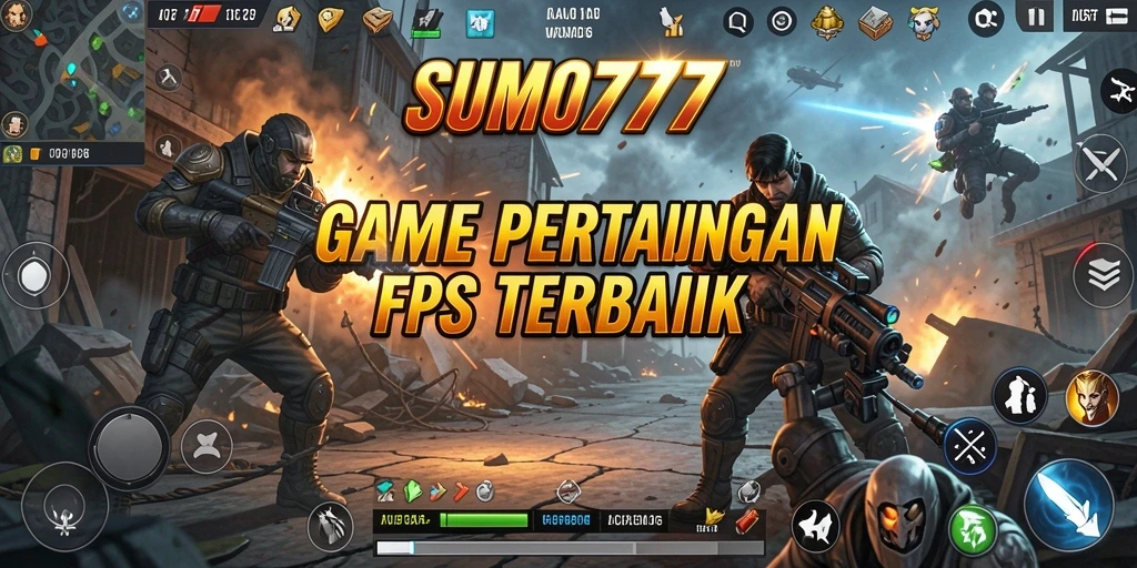 Screenshot gameplay SUMO777 yang menampilkan aksi tembak-menembak yang intens.